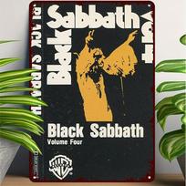 'Volume Four' Vintažinis skardinis ženklas - Black Sabbath Vandeniui atsparus sienos menas - Vertikalus albumo plakatas su kabinimo virvele/grandinėle 20x30cm（7.8x11.8inch）
