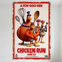 Senovinis filmo 'Viščiukų bėgimas' plakatas Metalinė skardinė lentelė Senovinis tekstūruotas dizainas su animuotais viščiukais Namų baro klubo dekoras A FEW GOO HEN 20x30cm（7.8x11.8inch）