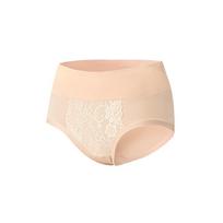 Ladies' Sexy Solid Color Briefs Mid‑Waist Lace Patchwork Panties Plus‑Size Comfortable and Breathable Underpant M-6XL M violetinė