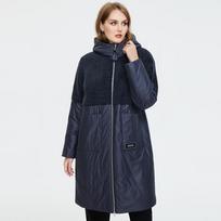 Astrid Moteriška žieminė striukė Parkas Ilgas gobtuvas pliušinis dygsniuotas paltas Oversize drabužiai XL