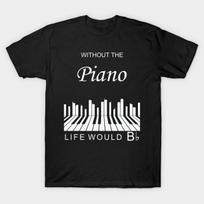 Men Black Print T-shirt Piano Life No-Cut Transfer Paper Print Cotton Tshirt M juoda