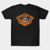 Men Black Print T-shirt Night Ranger No-Cut Transfer Paper Print Cotton Tshirt S juoda