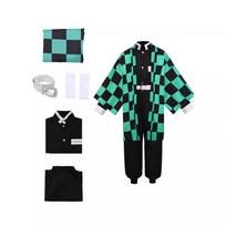 Vaikų Kimetsu No Yaiba Helovino Cosplay Kostiumas Berniukams Kamado Tanjirou Vaidmenų Žaidimo Apsirengimo Apranga 110cm žalia