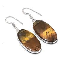 Natural Tiger Eye Gemstone 925 Sterling Silver Jewelry Earring 1.89  AEE-11175