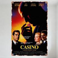 Vintage Casino Movie Metal Tin Sign - Robert De Niro Joe Pesci Sharon Stone - Dark Silhouette Red Die Poster for Man Cave Bar Ho 20x30cm（7.8x11.8inch）
