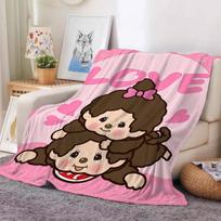 Cute Characters M-monchhichi Blanket Warm And Soft Suitable For Bedroom Living Room Sofa Bed Office Travel Camping 30x40in