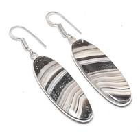 Natural Calcite Agate Gemstone 925 Sterling Silver Jewelry Earring 2.25  AEE-10907