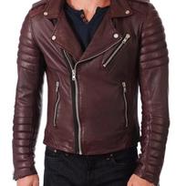 NOORA Vyriška vyno raudona odinė striukė | Stilinga Biker Slim Fit Odinė striukė | Klubinė odinė striukė XL black