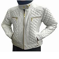 Moteriška avinėlio baltos odos BIKER striukė, QUILTED stiliaus motociklininko striukė, šilta žieminė moteriška tikros odos striukė, gražios ilgos rankovės XS balta