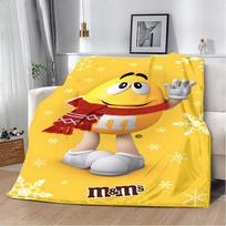 Animacinis šokoladas M-M&M's logotipas Spausduotas pledas Pledai iškylai Šiltas pledas Minkštas patogus pledas Namams kelionėms Gimtadienio dovana 30x40in