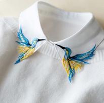 NEW Color Bird Embroidery Shirt Fake Collar Retro Detachable Collar False Collar Lapel Blouse Top Women Clothes Accessories 1pcs