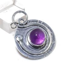 Natural Sage Amethyst Gemstone 925 Sterling Silver Jewelry Pendant 2.36  ETC-10817