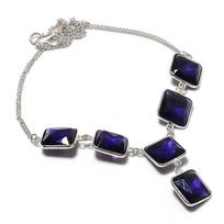 Natural London Blue Topaz Gemstone 925 Sterling Silver Jewelry Necklace 18  ASN-5911