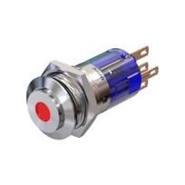 Metzler | Mygtukinis užraktas 16mm | LED LED prožektorius Raudonas | IP67 IK10 | Nerūdijantis plienas | Išsikišęs | Lituotinės jungtys