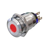 Metzler | Mygtukinis užraktas 19mm | LED LED prožektorius Raudonas | IP67 IK10 | Nerūdijantis plienas | Plokščias | Lituotinės jungtys