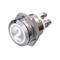 Metzler | Momentinis mygtukas 19mm | LED Ženklas Baltas | IP67 IK10 | Nerūdijantis plienas | Plokščias | Prisukamos jungtys