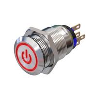 Metzler | Mygtukinis užraktas 19mm | LED Ženklas Raudonas | IP67 IK10 | Nerūdijantis plienas | Plokščias | Lituotinės jungtys