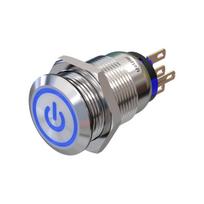 Metzler | Mygtukinis užraktas 19mm | LED Ženklas Mėlynas | IP67 IK10 | Nerūdijantis plienas | Plokščias | Lituotinės jungtys