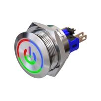 Metzler | Momentinis mygtukas 22mm | LED Ženklas RGB | IP67 IK10 | Nerūdijantis plienas | Plokščias | Lituotinės jungtys