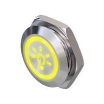 Metzler | Momentinis mygtukas 19mm | LED Apskritas šviesos diodas Geltonas | IP67 IK10 | Nerūdijantis plienas | Plokščias | Prijungimas JST kabeliu