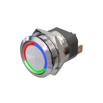 Metzler | Mygtukinis užraktas 22mm | LED Apskritas šviesos diodas RGB | IP67 IK10 | Nerūdijantis plienas | Plokščias | Lituotinės jungtys