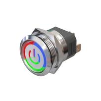 Metzler | Mygtukinis užraktas 22mm | LED Apskritas šviesos diodas RGB | IP67 IK10 | Nerūdijantis plienas | Plokščias | Lituotinės jungtys