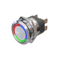 Metzler | Mygtukinis užraktas 22mm | LED Apskritas šviesos diodas RGB | IP67 IK10 | Nerūdijantis plienas | Plokščias | Lituotinės jungtys