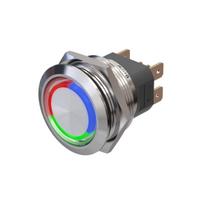 Metzler | Momentinis mygtukas 25mm | LED Apskritas šviesos diodas RGB | IP67 IK10 | Nerūdijantis plienas | Plokščias | Lituotinės jungtys