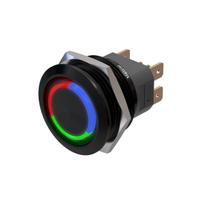 Metzler | Mygtukinis užraktas 25mm | LED Apskritas šviesos diodas RGB | IP67 IK10 | Aliuminis | Plokščias | Lituotinės jungtys