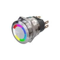 Metzler | Mygtukinis užraktas 22mm | LED Apskritas šviesos diodas RGB | IP67 IK10 | Nerūdijantis plienas | Plokščias | Lituotinės jungtys