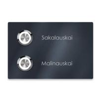 Durų skambutis dviejų šeimų namui, antracito spalvos, graviruotas + LED mygtukas | Stella M2