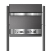 Laisvai pastatoma pašto dėžutė, masyvi | su personalizuota graviravimu nerūdijančio plieno lentele | DB 703 Blizgi geležis | Asta
