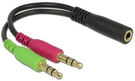 Adapteris Delock Jack 3.5mm - Jack 3.5mm x2 3.5 mm stereo female, 3.5 mm stereo male x2, 0.12 m, raudona sp.