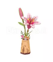 Medinis konstruktorius ROBOTIME „Pink Lily 3D“, 73 dalių