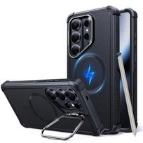 Labai tvirtas juodas dėklas su stovu "ESR Cyber Tough Kickstand Magsafe" telefonui Samsung Galaxy S26 Ultra