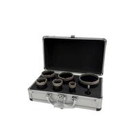 Gręžimo antgalių (M14) komplektas Ø6, 8, 10, 22, 35, 68, 75 mm + 7 vietų metalinė dėžutė