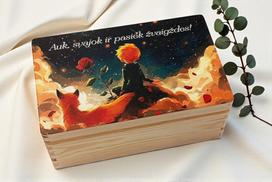 Medinė krikštadėžė su spauda „Mažasis princas“
