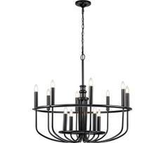 Kichler KL-CAPITOL-HILL12-BLK – pakabinama liustra CAPITOL HILL ant grandinės, 12xE14/40W/230V, juoda