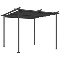 "Outsunny" 3x3 m sodo pavėsinė, metalinis terasos stogas, sodo pavėsinė su reguliuojamu stogu, UV apsauga 30+, laisvai pastatoma apsauga nuo saulės, skirta terasai ir sodui, tamsiai pilka
