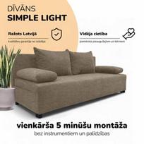 Dvivietis išskleidžiamas sofos „Simple Light“ be porankių, „Podrez“, smėlio spalvos