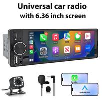 Automobilio gps navigacijos sistema JUNSUN 1DIN Bluetooth bevielis CarPlay Android Auto 6.36 colio ekranas