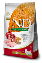 Sausas pašaras šunims FARMINA N&D ANCESTRAL GRAIN DOG Dry Chicken Spelt Oats&Pomegranate SENIOR MINI 2,5kg