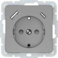 Kištukinis lizdas VILMA QR1000, įleidžiamas, be rėmelio, su įž.,  USB-A ir USB-C maitinimo lizdas, p