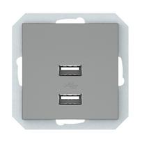 Kištukinis lizdas VILMA QR1000, 2 vietų, įleidžiamas, be rėmelio, 2xUSB-A, pilka matinė sp., USB-3,4