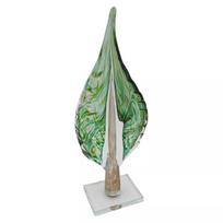 Stiklinė dekoracija „Lapas“, 12×7×32.5 cm Žalias