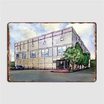 Pam Beesly Biurų Pastatas Akvarelė Dunder Mifflin Popieriaus Įmonė Inc. Metalinė plokštelė Plakatas Kino tapyba Dekoras 20x30cm