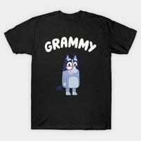 Men Black Print T-shirt Cute Bluey Bingo Grammy Vintage Cartoon No-Cut Transfer Paper Print Cotton Tshirt 2XL juoda