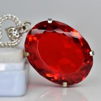 Natural Pigeon Blood Ruby 925 Sterling Silver Pendant Certified 33.5 mm approx raudona