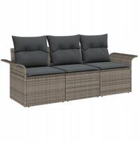 vidaXL Sofos komplektas su pagalve 3 pcs Pilka poliratanas