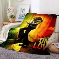 Bob Marley albumo pledas Reggae muzika Jamaikos stilius Minkštas flanelės pledas Nešiojamas namų kelionių sofos pledas# 75X95CM pilka spalva